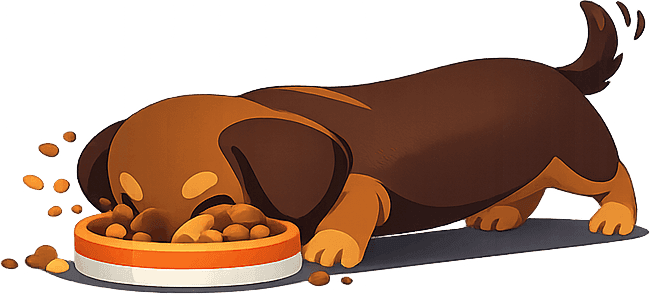 Dachshund enjoying a meal